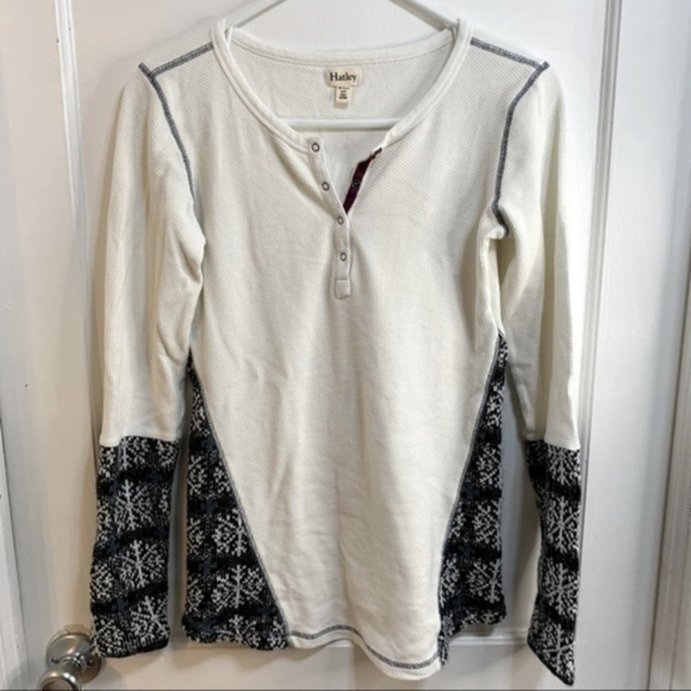 HATLEY thermal Henley shirt with sweater cuffs
